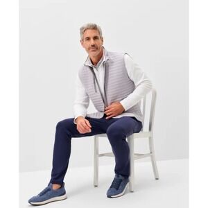 Johnnie-O Quilted Vest Mens Large Gray New Orleans Saints Zip Crosswinds NWOT